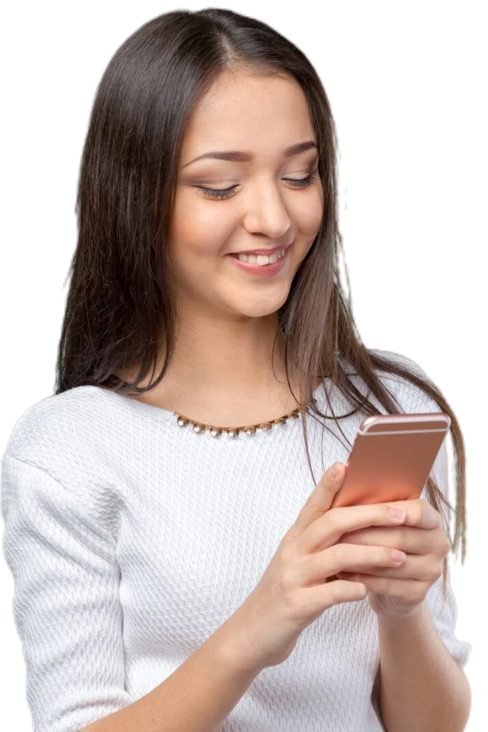 Mujer usando tecnología encriptada